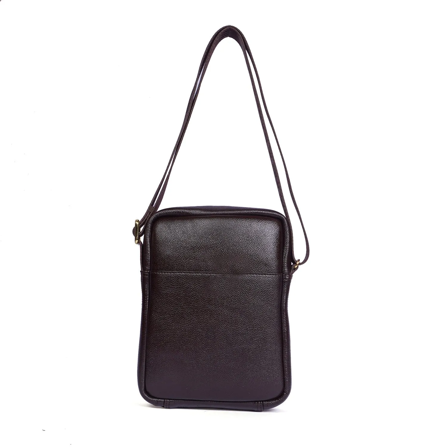 Cross-Body City Bag in Textured Dark Brown Leather