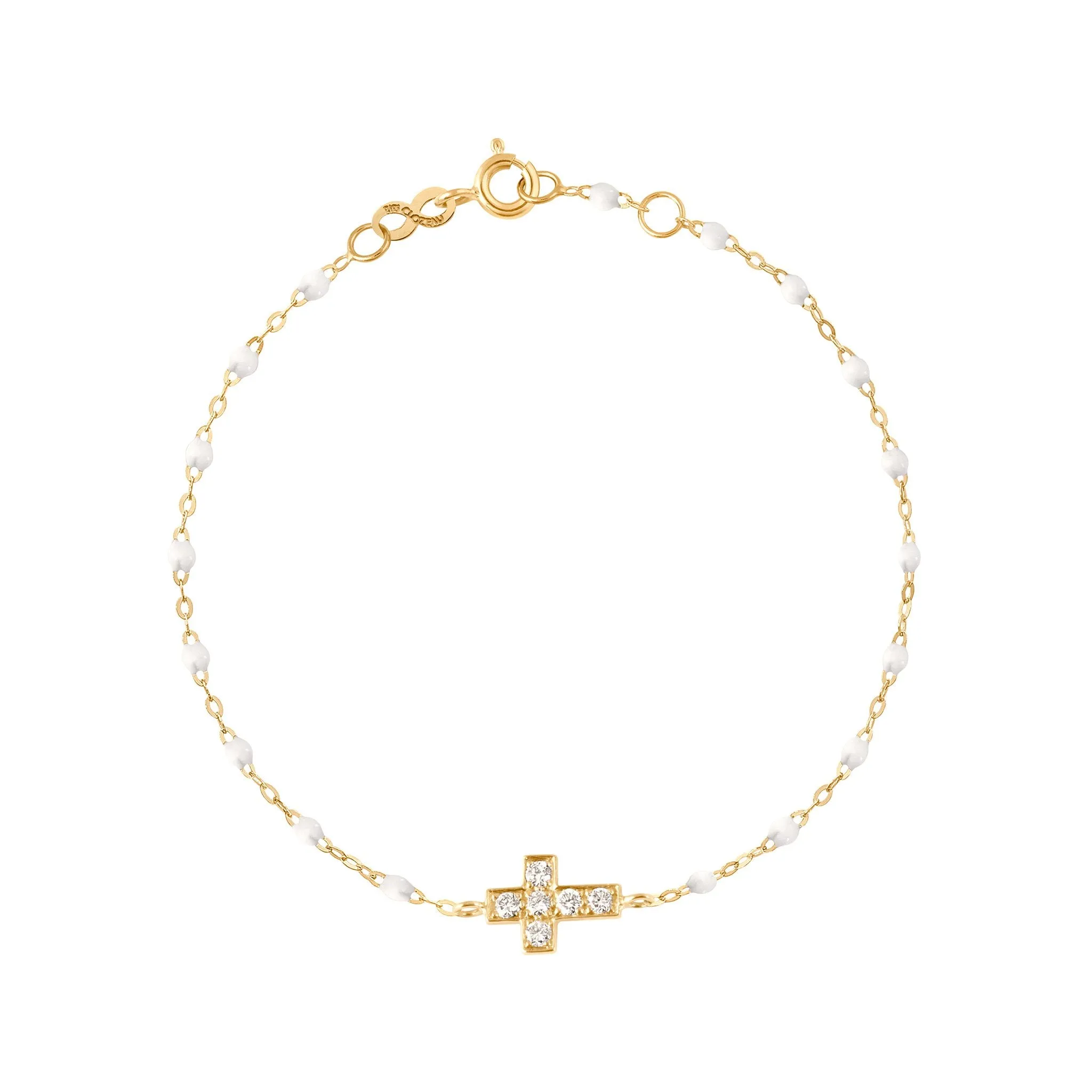 Cross Charm Classic Gigi White diamond bracelet, Yellow Gold, 6.7