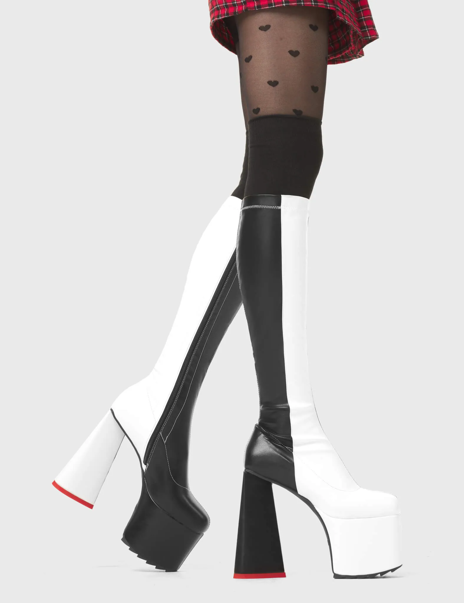 Cruella Stretchy Platform Knee High Boots
