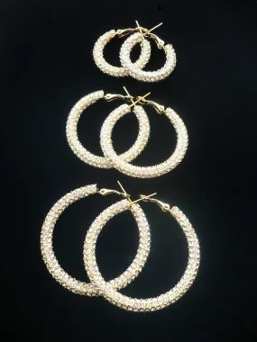 Crystal Hoop Earrings RHODIUM Plating or GOLD PLATED