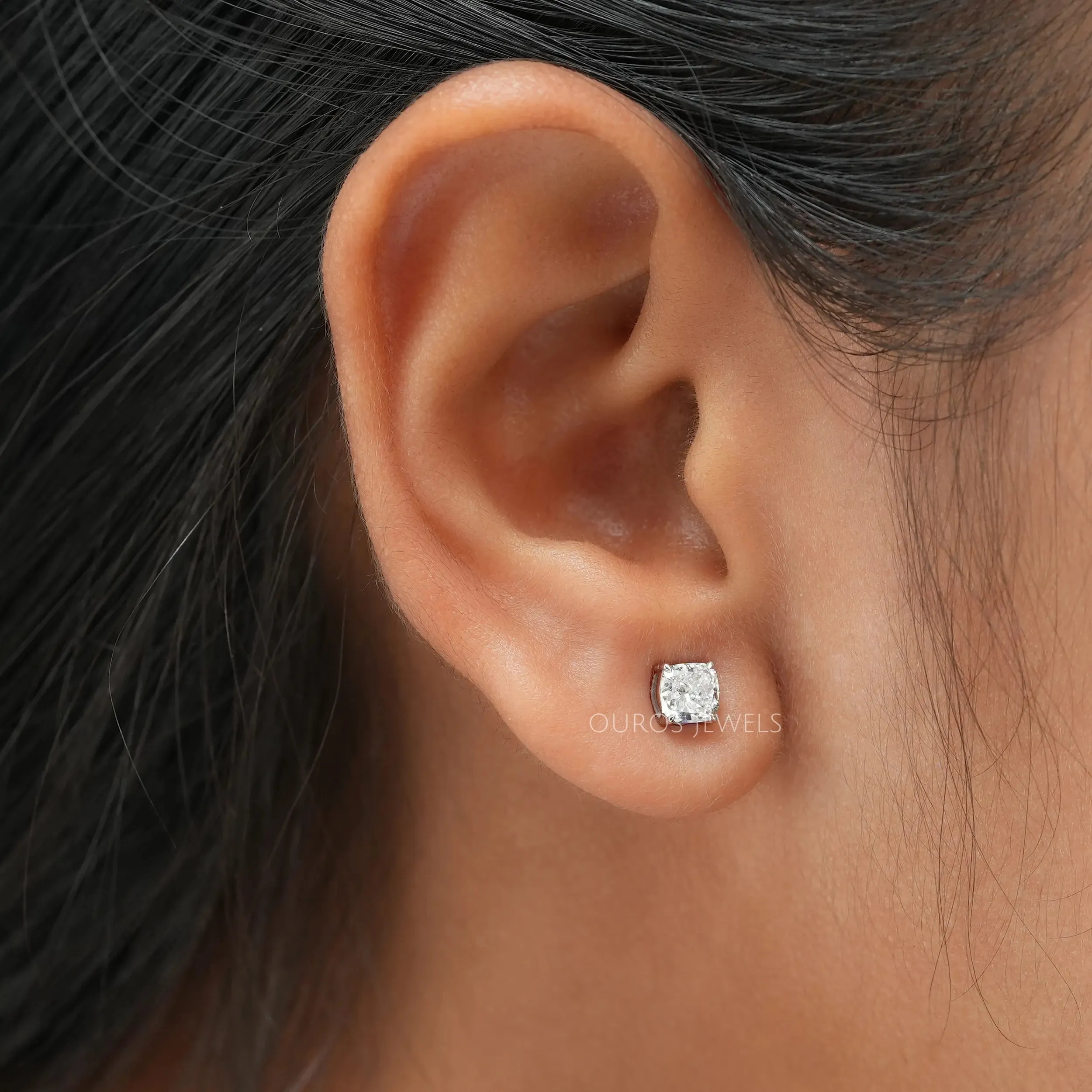 Cushion Cut Lab Grown Diamond Stud Earrings