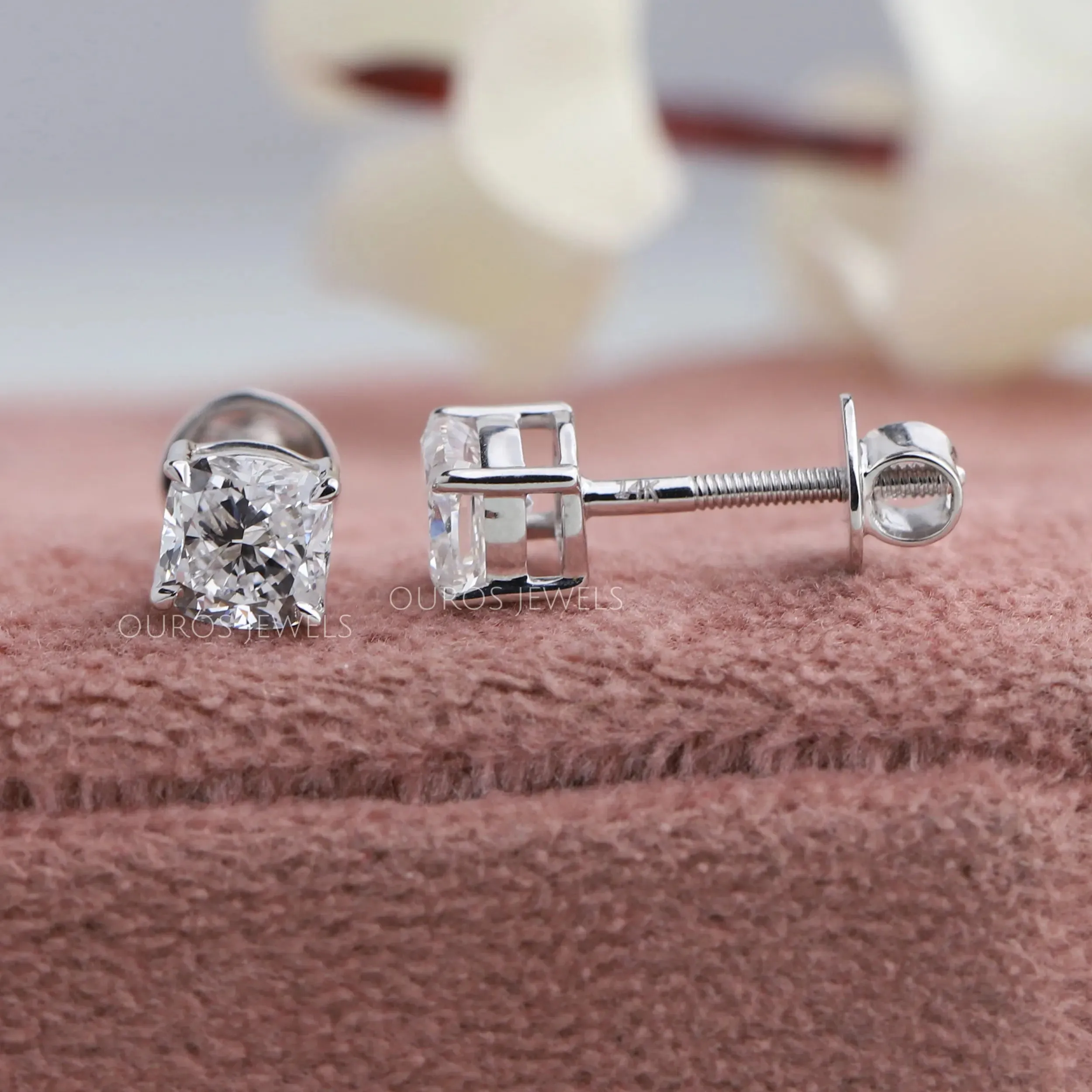 Cushion Cut Lab Grown Diamond Stud Earrings