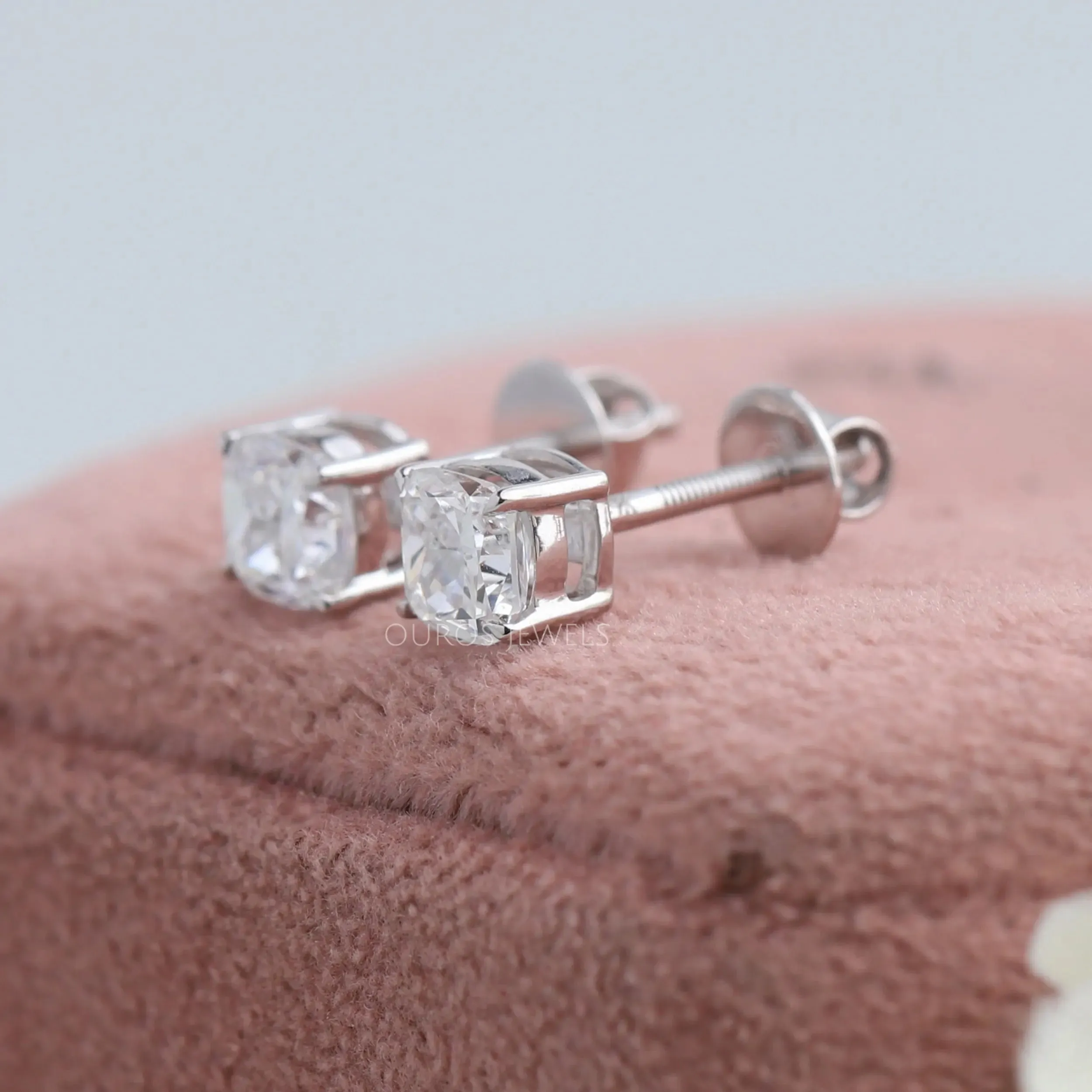 Cushion Cut Lab Grown Diamond Stud Earrings