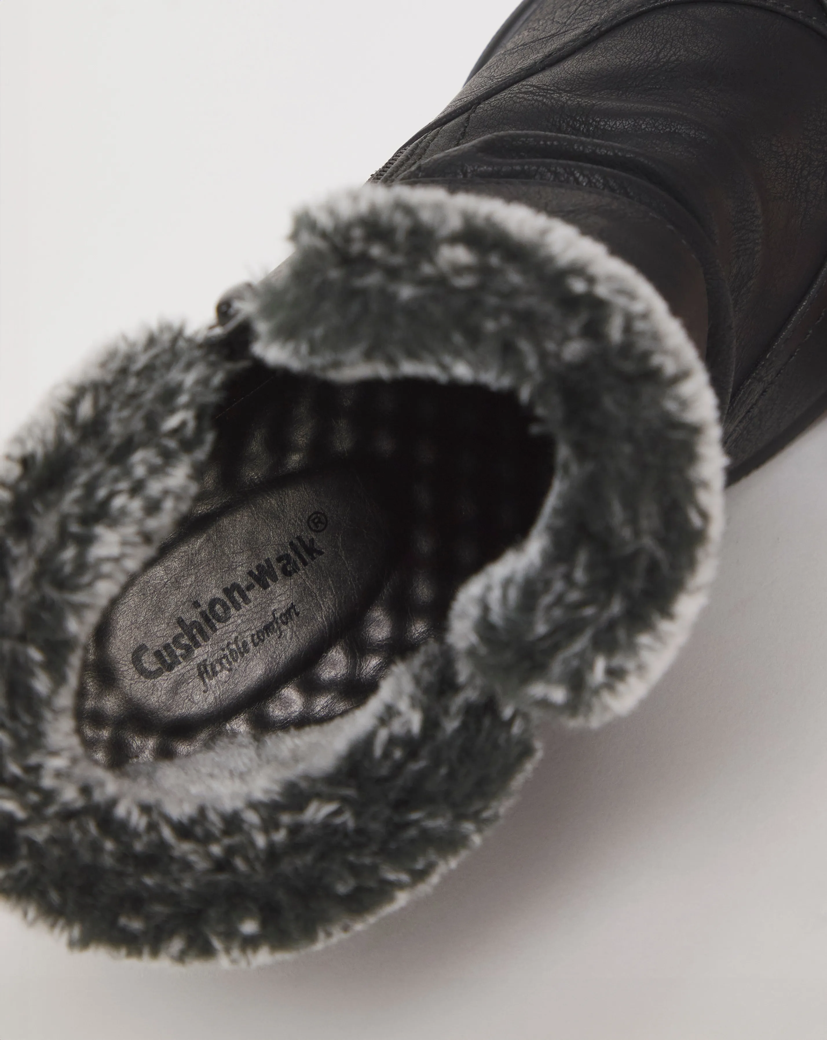 Cushion Walk Touch & Close Faux Fur Ankle Boot E Fit