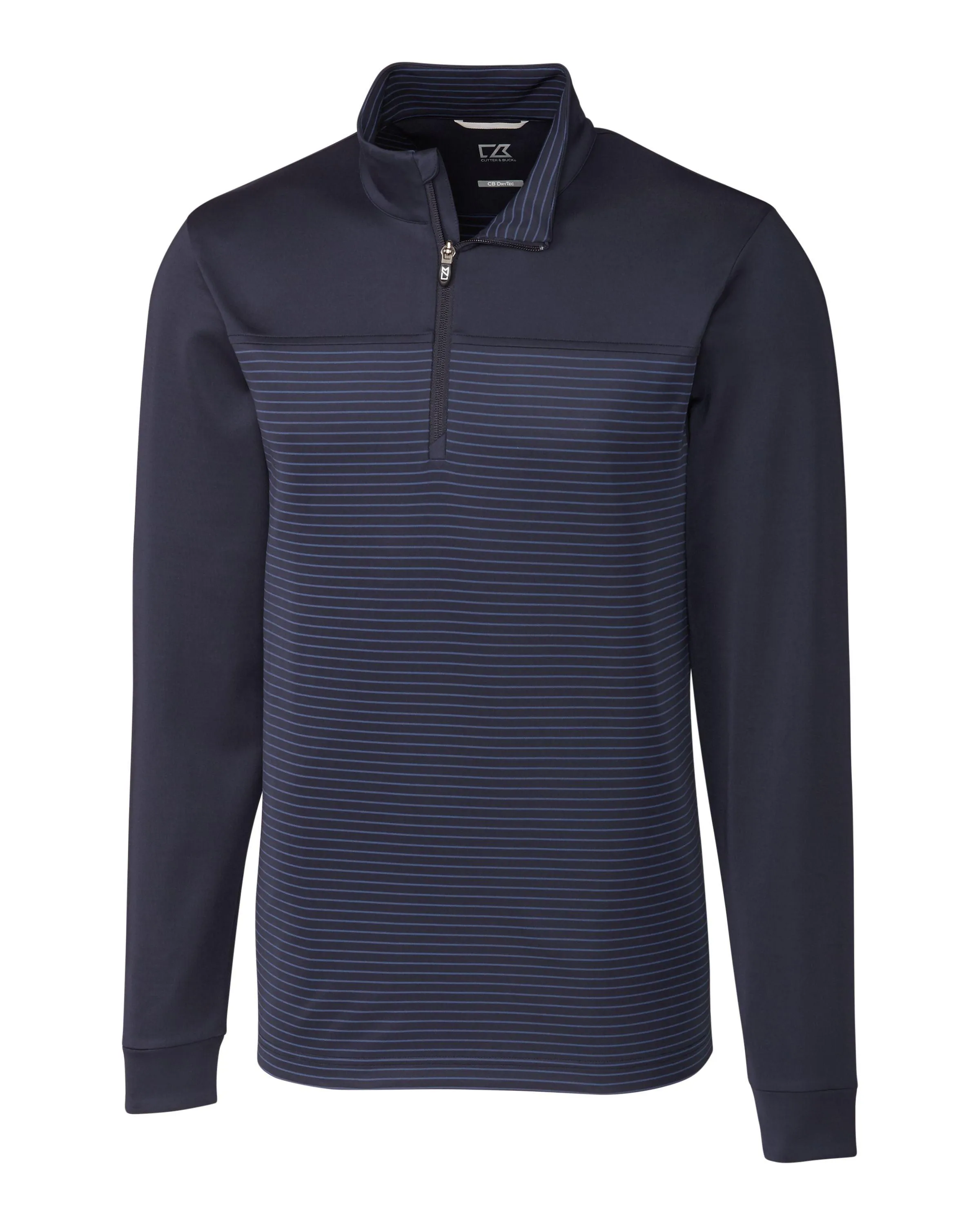Cutter & Buck Traverse Stripe Stretch Quarter Zip Pullover Navy Blue