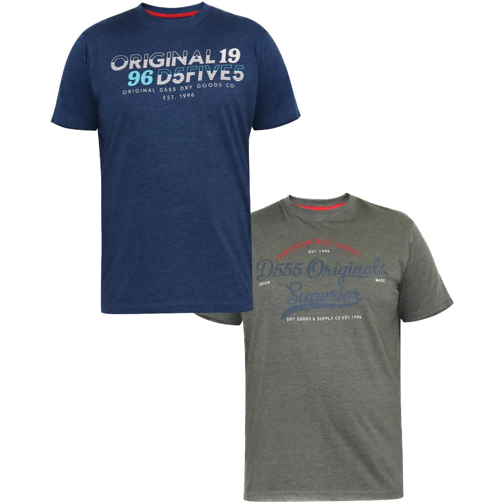 D555 Mens Falcon 2-Pack Big & Tall Originals Printed Short Sleeve T-Shirt
