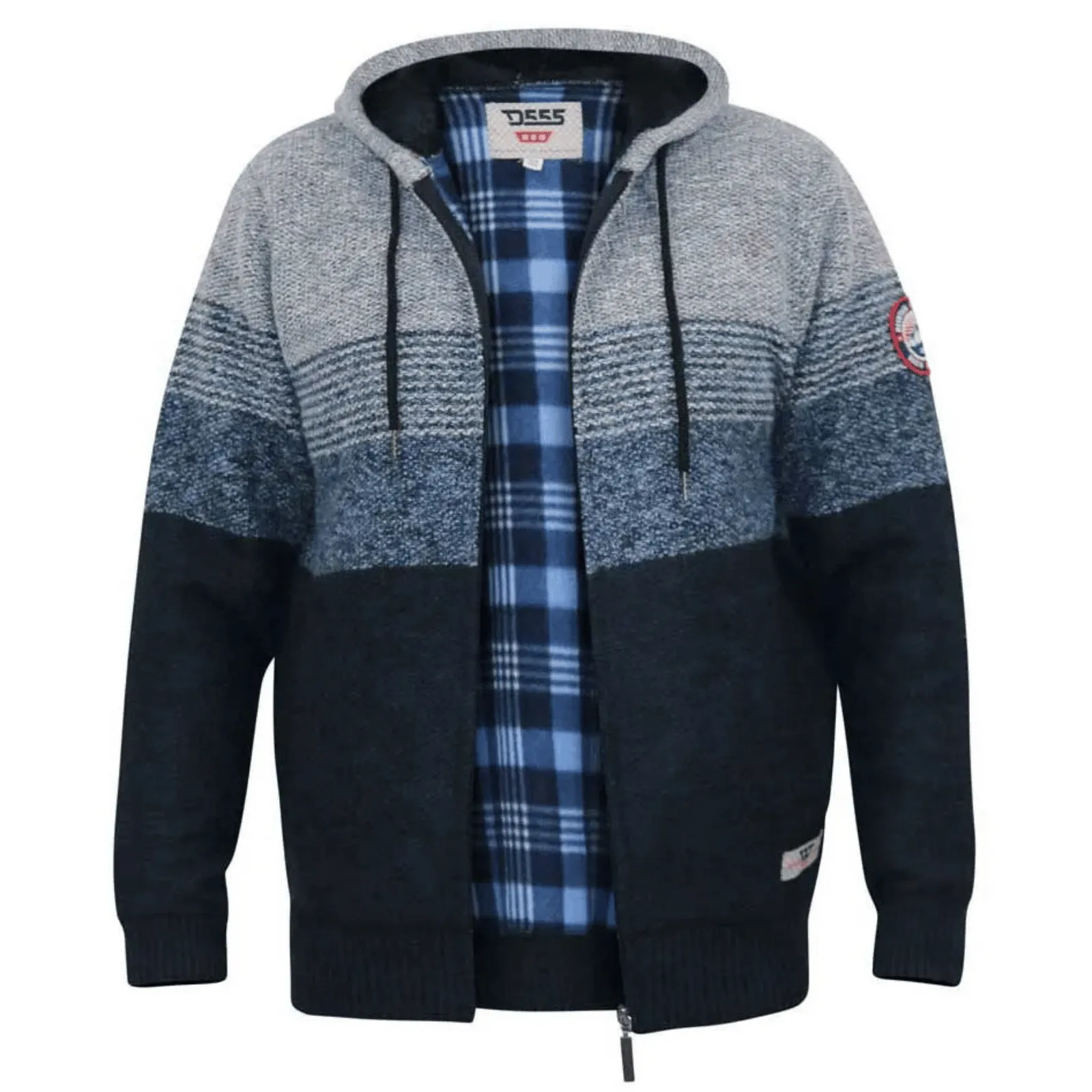 D555 Mens Langar Big & Tall Full Zip Knitted Hooded Jacket