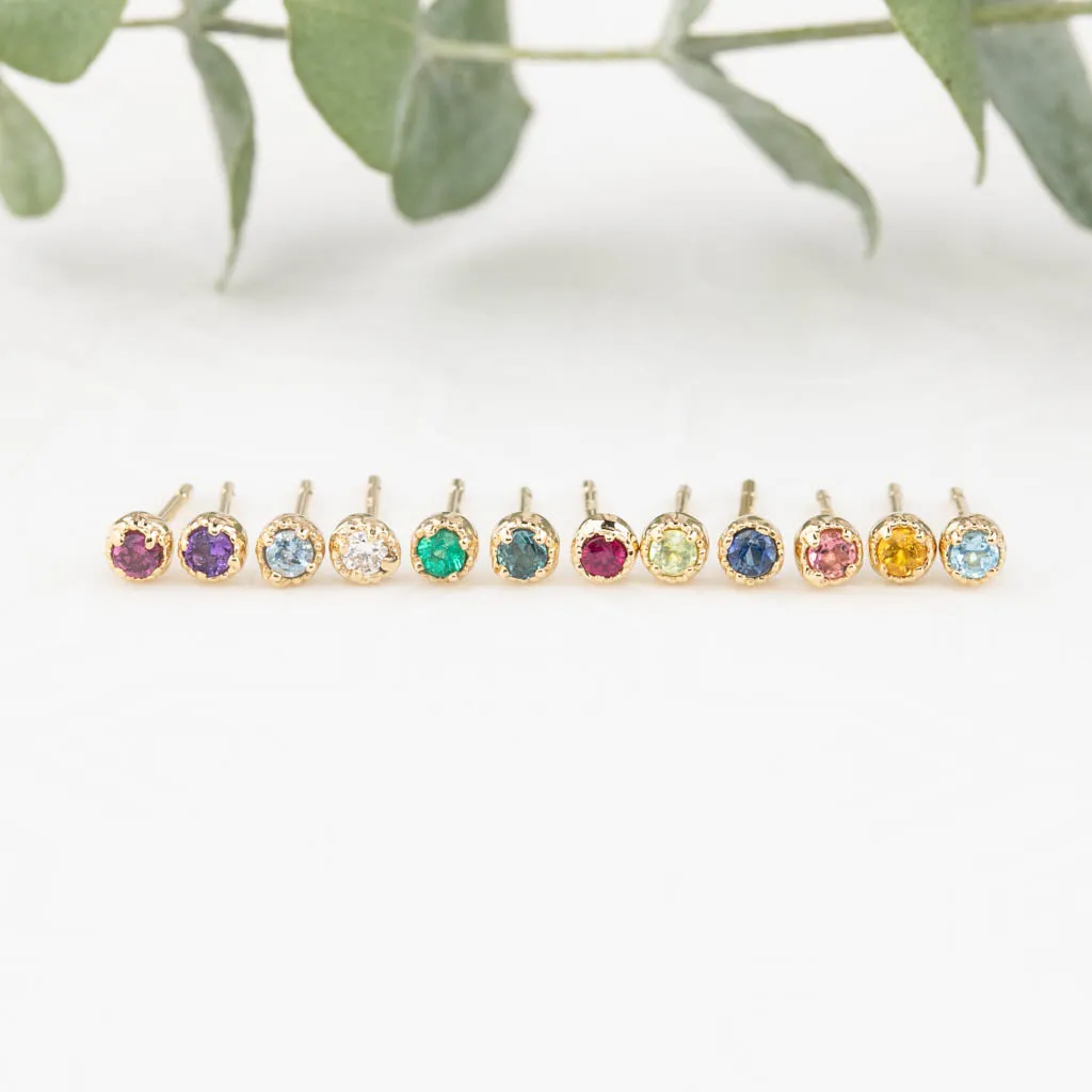 Dahlia 2mm Birthstone Stud Earrings