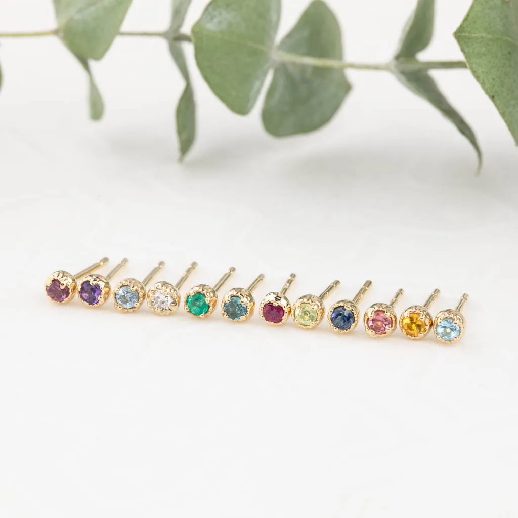 Dahlia 2mm Birthstone Stud Earrings