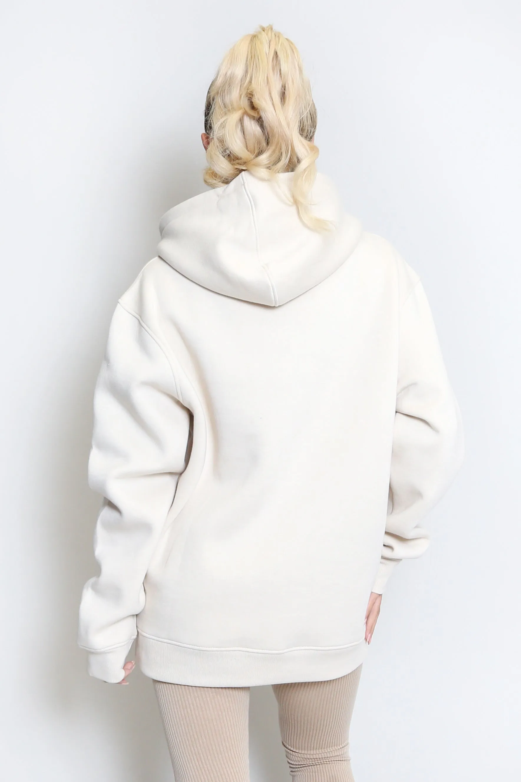 Dare To Adventure Oversized Hooded Sweatshirt In Beige
