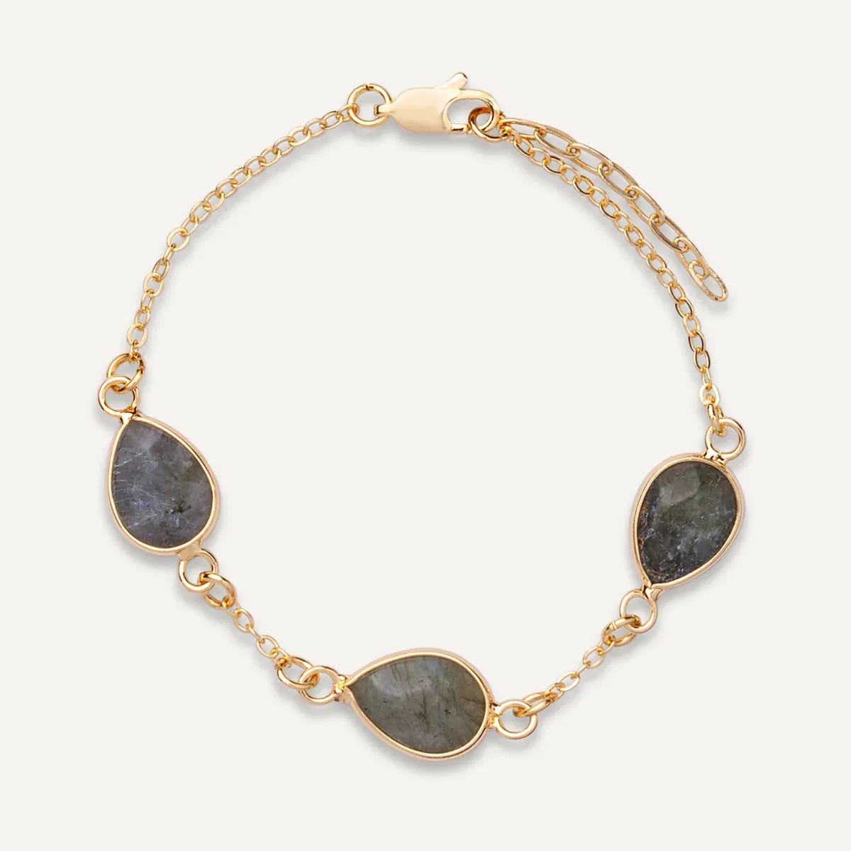 DB2046H - Natural spinel stone clasp bracelet in gold tone - D&X London