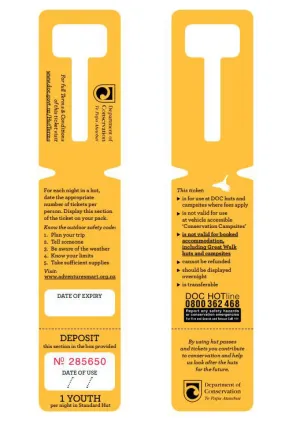 Department of Conservation Standard Youth Hut Ticket — Yellow | Macpac
