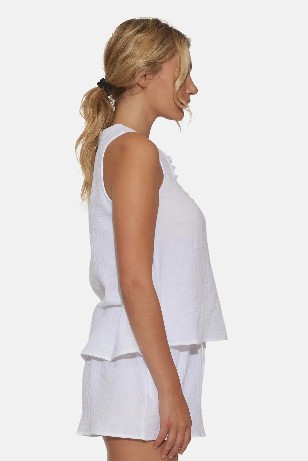 Devon Gauze Sleeveless Top -  White