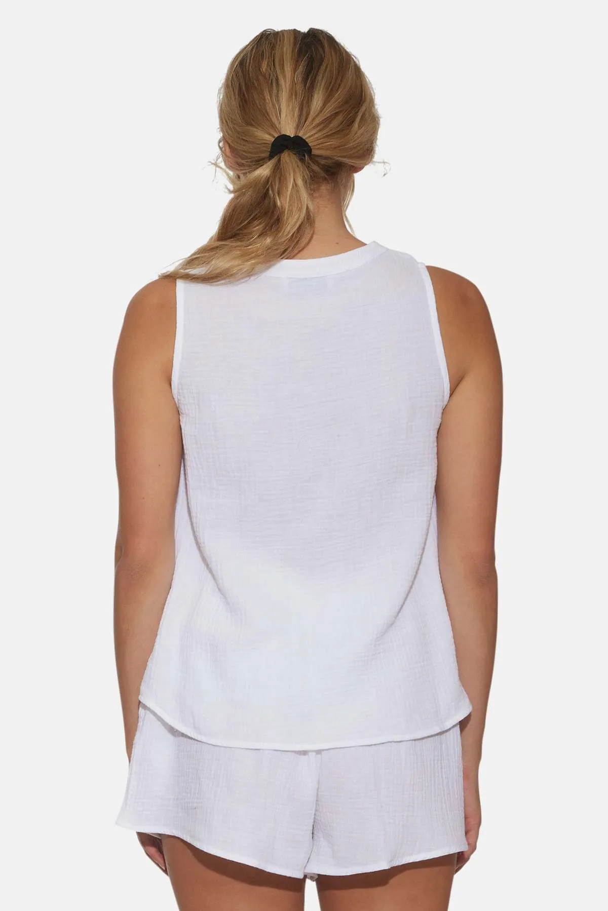 Devon Gauze Sleeveless Top -  White