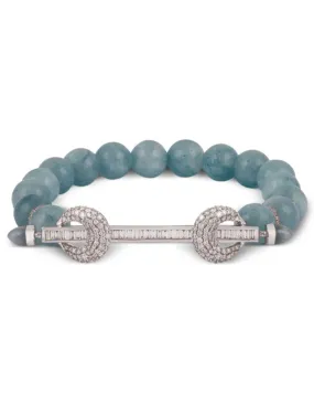 Diamond Bar and Aquamarine Bead Bracelet