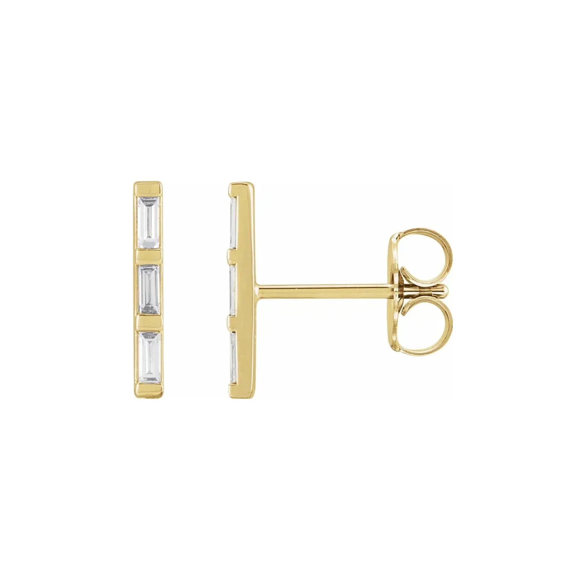 Diamond Bar Earrings 14k Yellow Gold