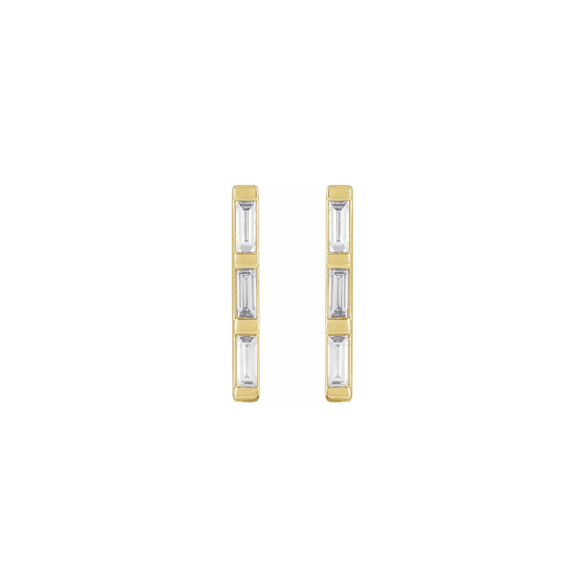 Diamond Bar Earrings 14k Yellow Gold