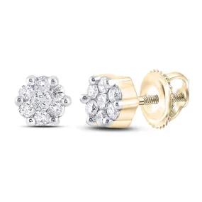 Diamond Cluster Earrings .15cttw 10K Yellow Gold