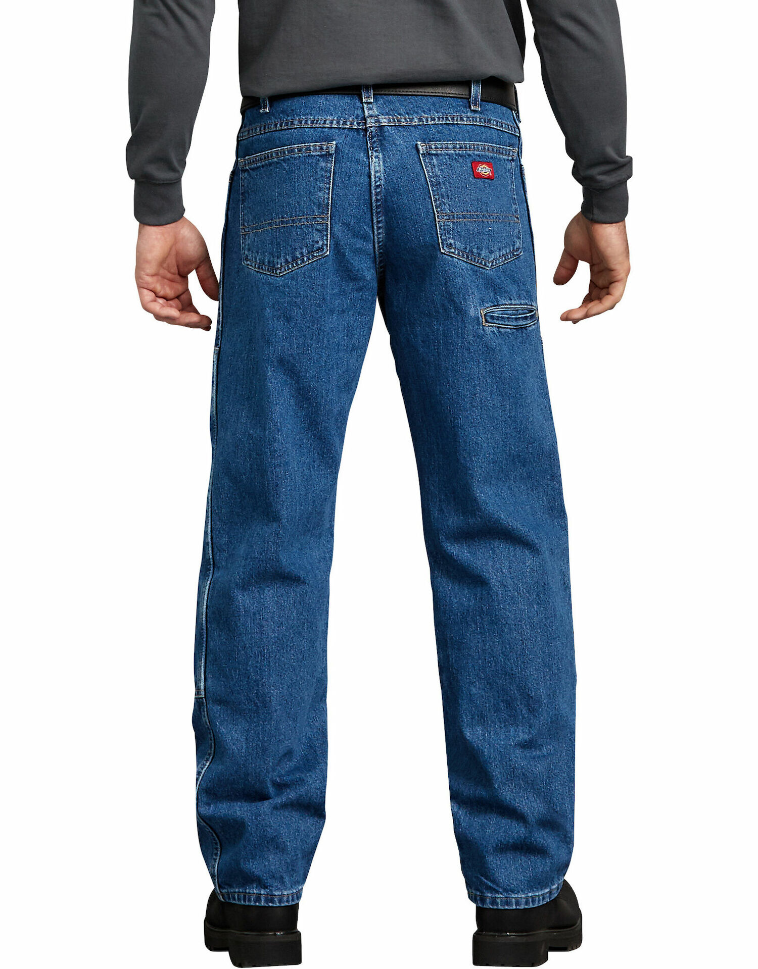 Dickies Men's Relaxed Fit Double Knee Jeans  in Stonewashed Indigo Blue