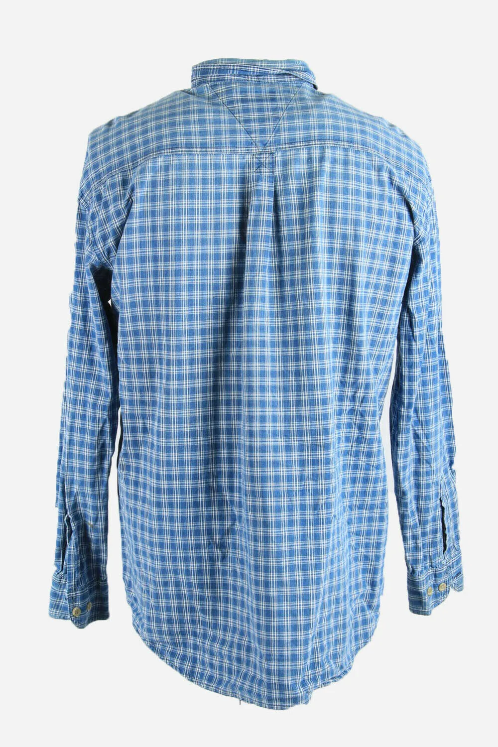 Dickies Mens Checked Shirt Long Sleeve Workwear 90s Blue Size L - Pepper Tree London