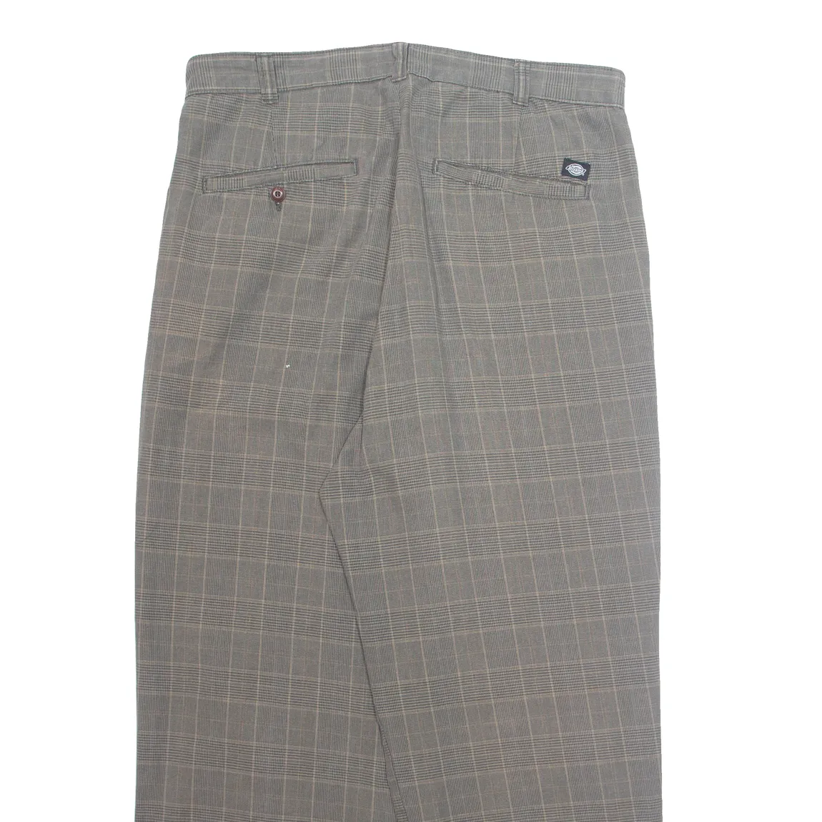 DICKIES Plaid Chino Mens Trousers Brown Regular Straight W33 L27