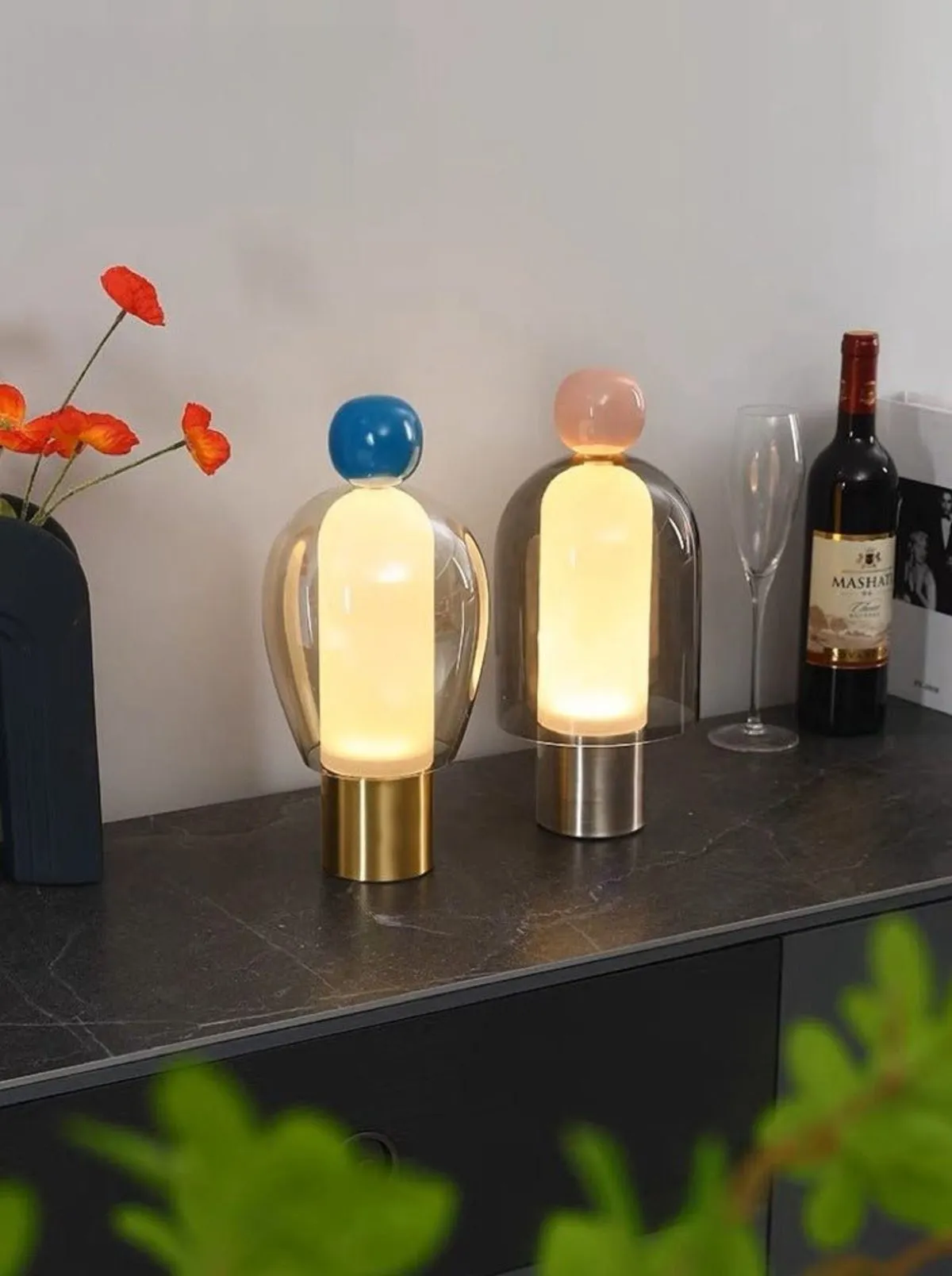Dimmable Portable Cute Whimsy Eclectic Modern Easy Peasy Night Light Table Lamp - Flamingo/Chesnut/Kelp/Lagoon