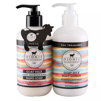 Dionis Goat Milk Skincare Sea Treasures Goat Milk Hand Soap and Body Lotion Bundle, 8.5 oz.