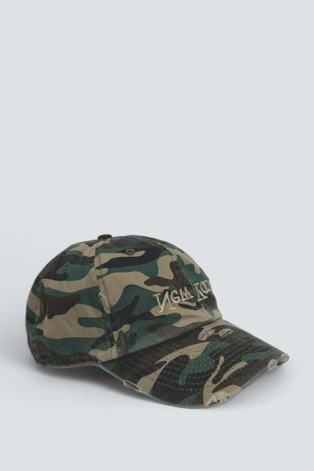 Distressed New York Embroidered Hat - Khaki Camo