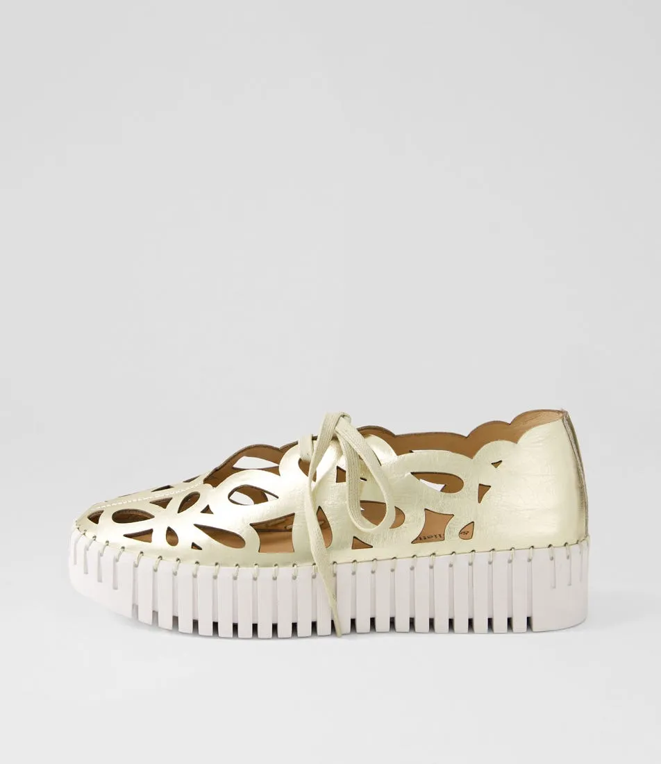 DJANGO & JULIETTE Bello Pale Gold Crush Leather Sneakers