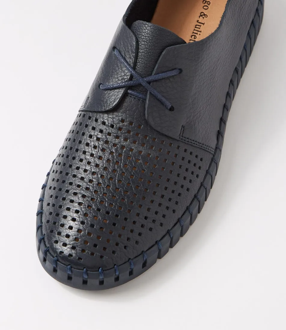 DJANGO & JULIETTE Huston Navy Leather Sneakers