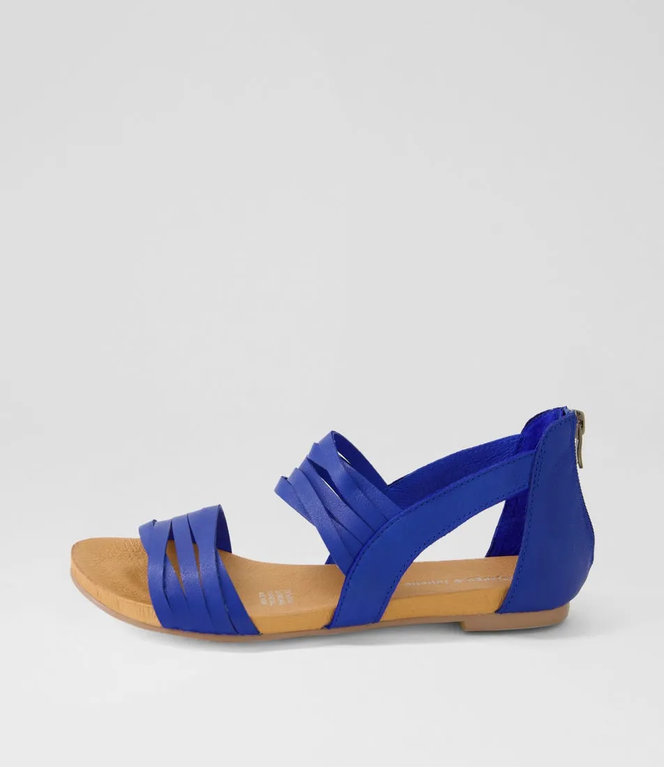 DJANGO & JULIETTE Jewelsy Cobalt Leather Sandals