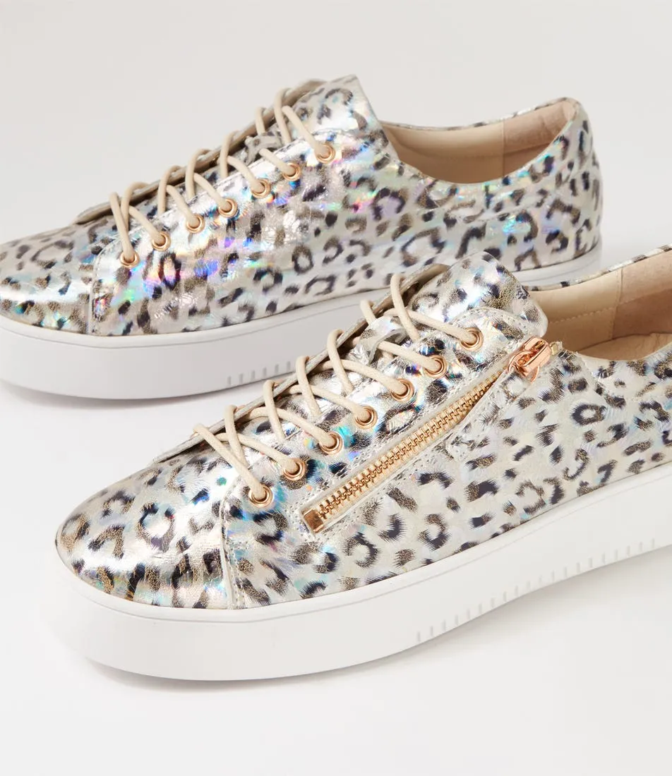 DJANGO & JULIETTE Laila Gold Black White Leather Sneakers