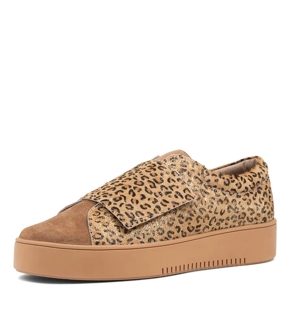 DJANGO & JULIETTE Locks Taupe Camel Gold Suede Sneakers