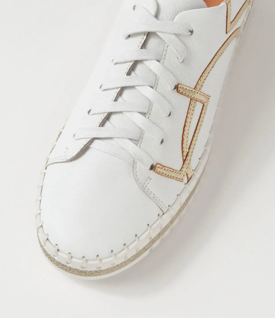 DJANGO & JULIETTE Mando White Pale Gold Crush Leather Sneakers