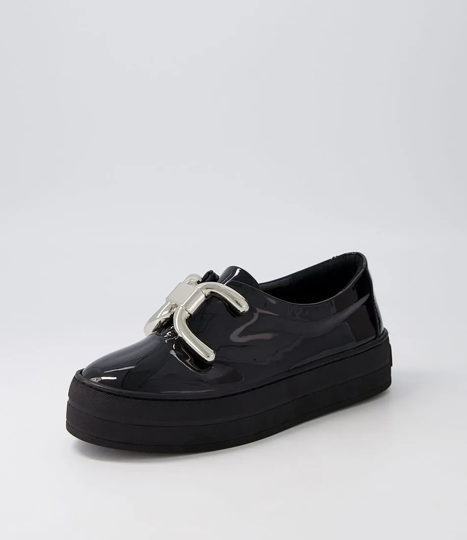 DJANGO & JULIETTE Sandos Black Patent Leather Sneakers