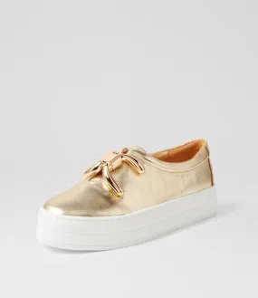 DJANGO & JULIETTE Sandos Gold White Leather Sneakers