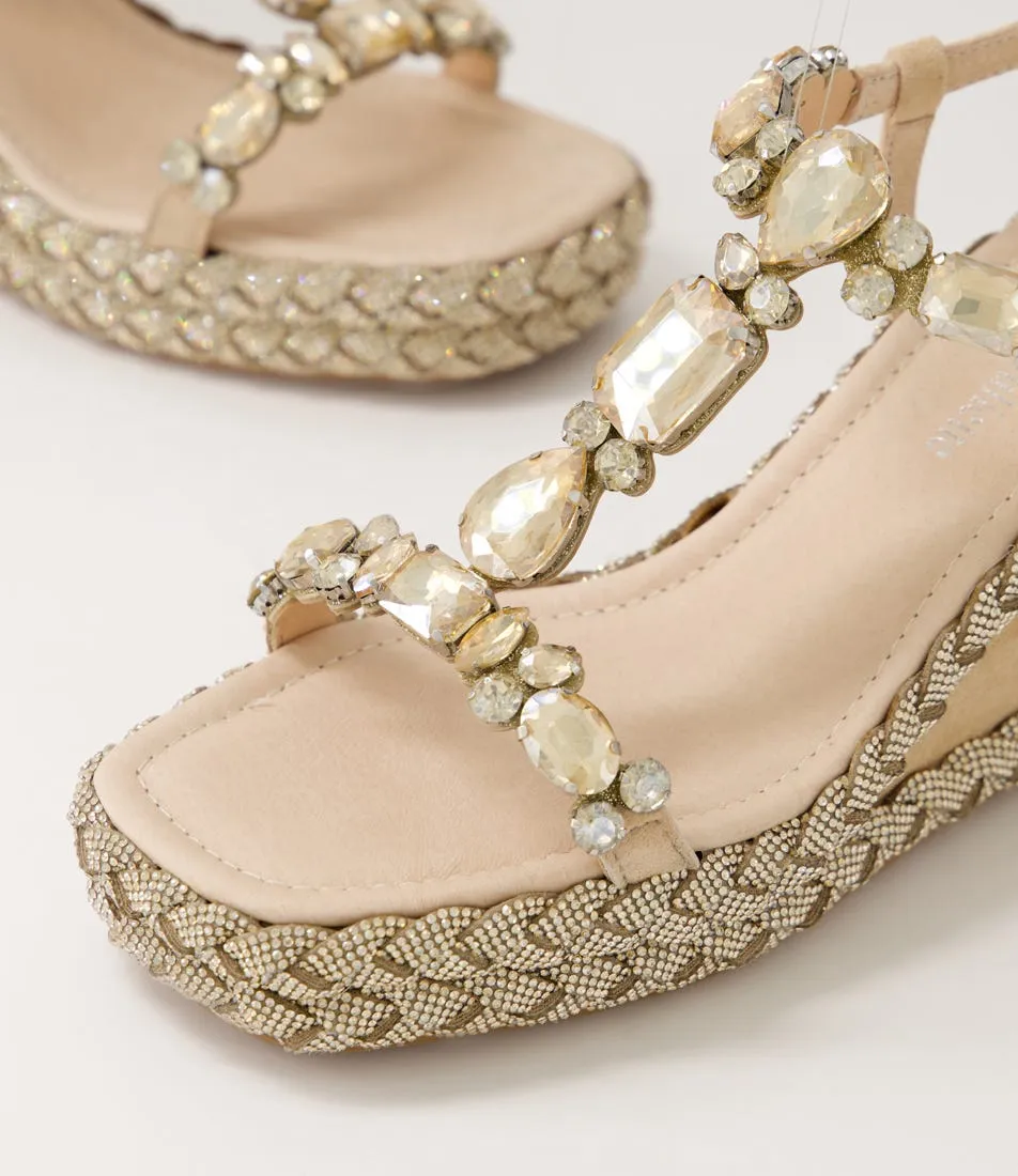 DJANGO & JULIETTE Vontey Latte Suede Jewels Sandals