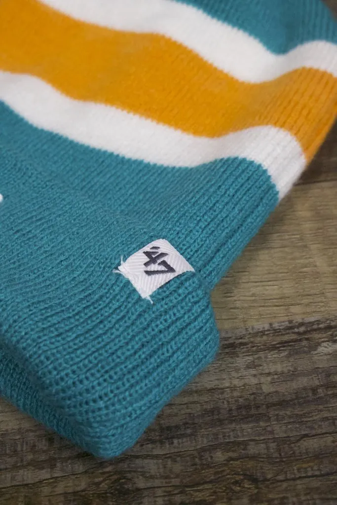 Dolphins Beanie | Miami Dolphins Striped Winter Knit Pom Beanie