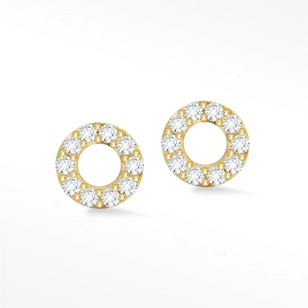 Donut 18k Diamond Push Back Stud Earrings