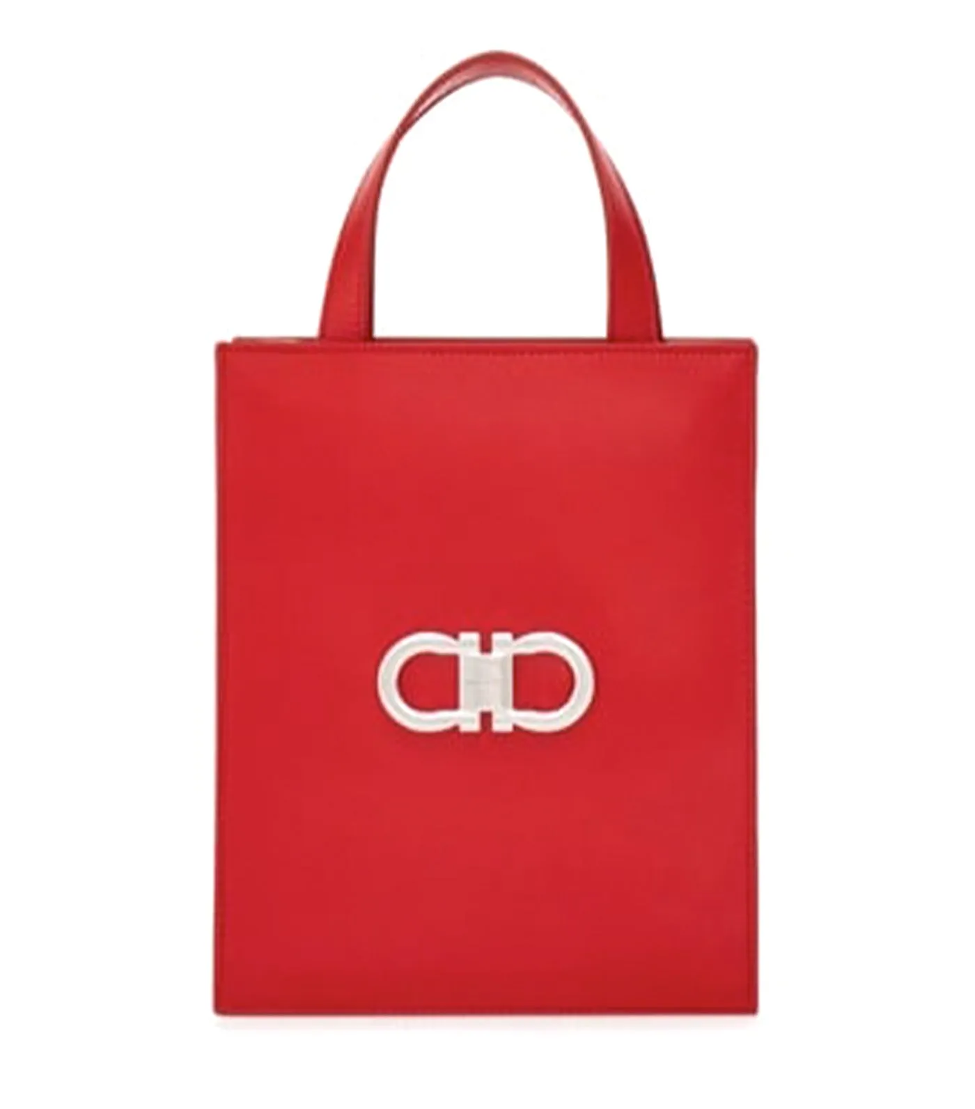 Double Gancini Mini Tote Bag Flame Red