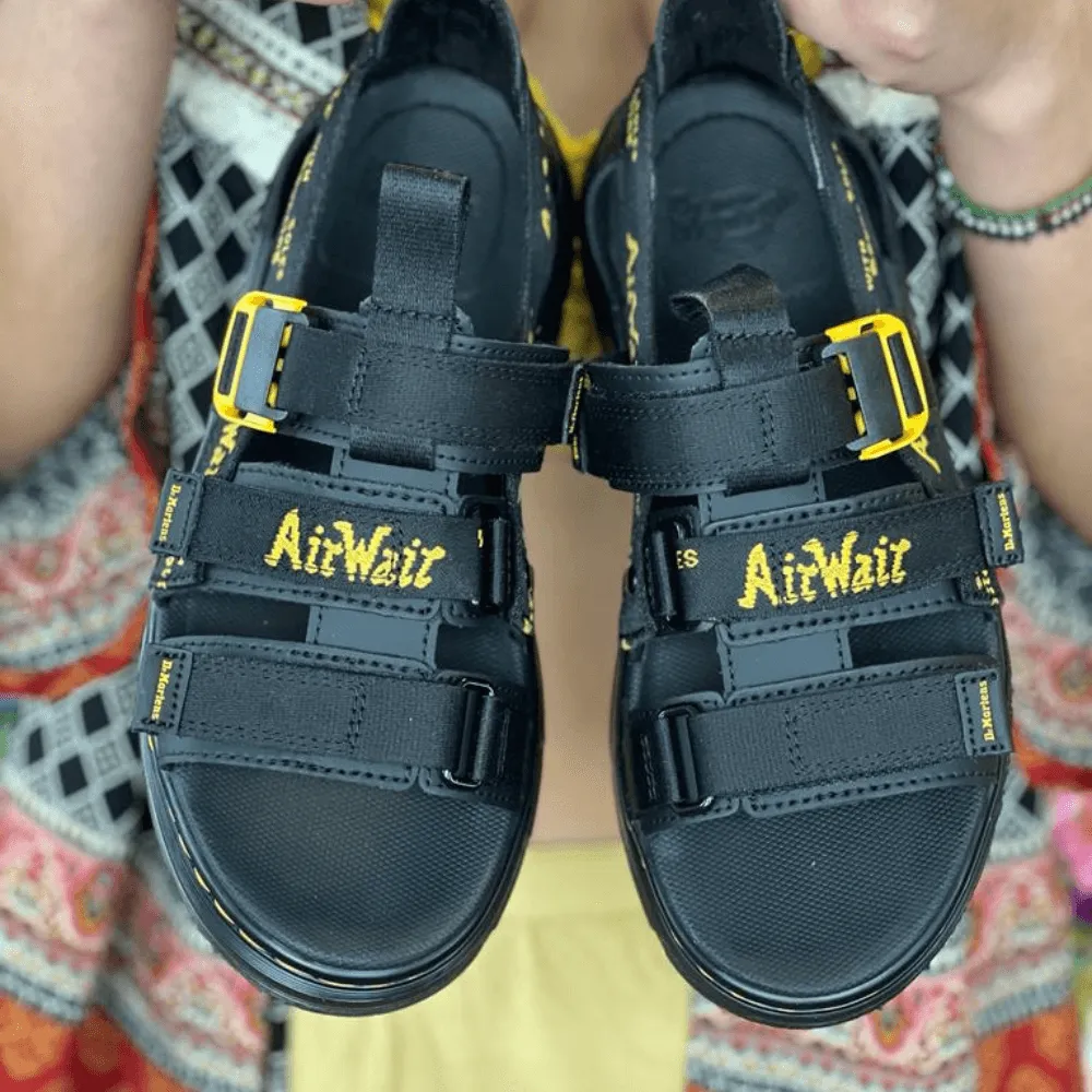 Dr Martens Pearson Black Strap Webbing Sandals