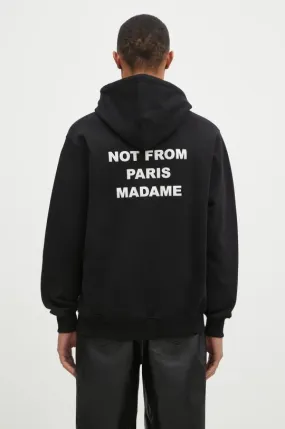 Drôle de Monsieur cotton sweatshirt Le Hoodie Slogan men's black color hooded with a print PERM-HO162-CO127-BL