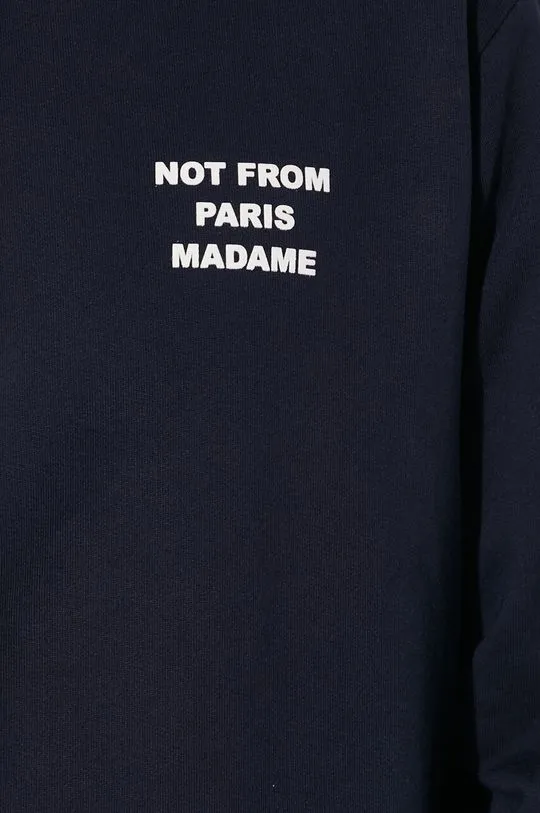 Drôle de Monsieur cotton sweatshirt Le Hoodie Slogan men's navy blue color hooded with a print PERM-HO162-CO127-NY