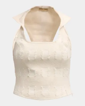 Dulcie Jacquard High-Collar Sleeveless Top