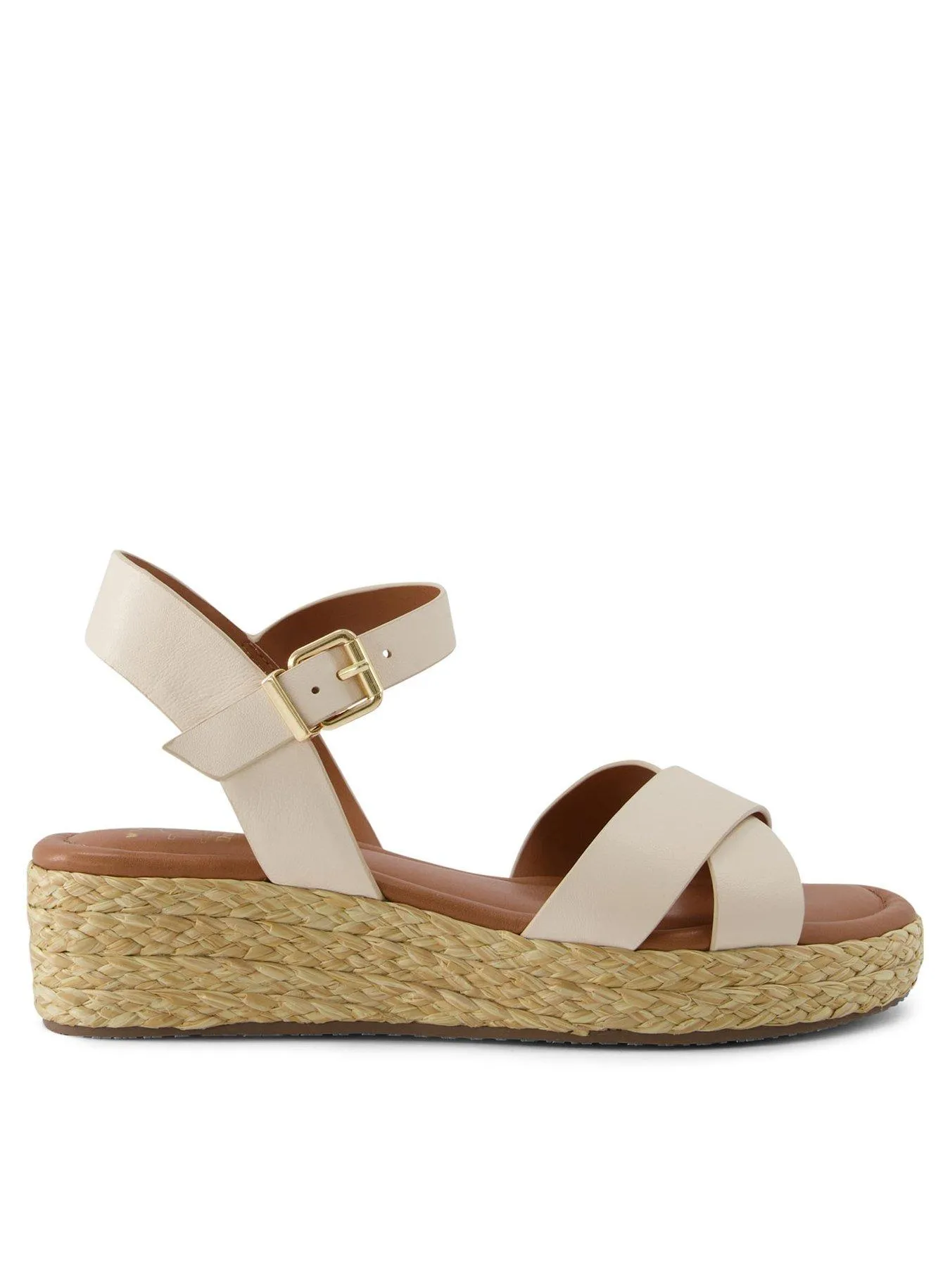 Dune London Wide Fit Linnie Ecru Woven Flatform Sandals