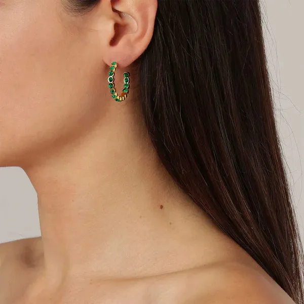 Dyrberg/Kern - Holly Gold Hoop Earrings Emerald