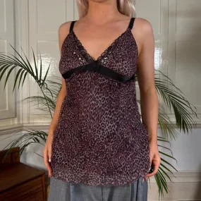 E-Go Animal print Cami Top - Medium Pink Silk