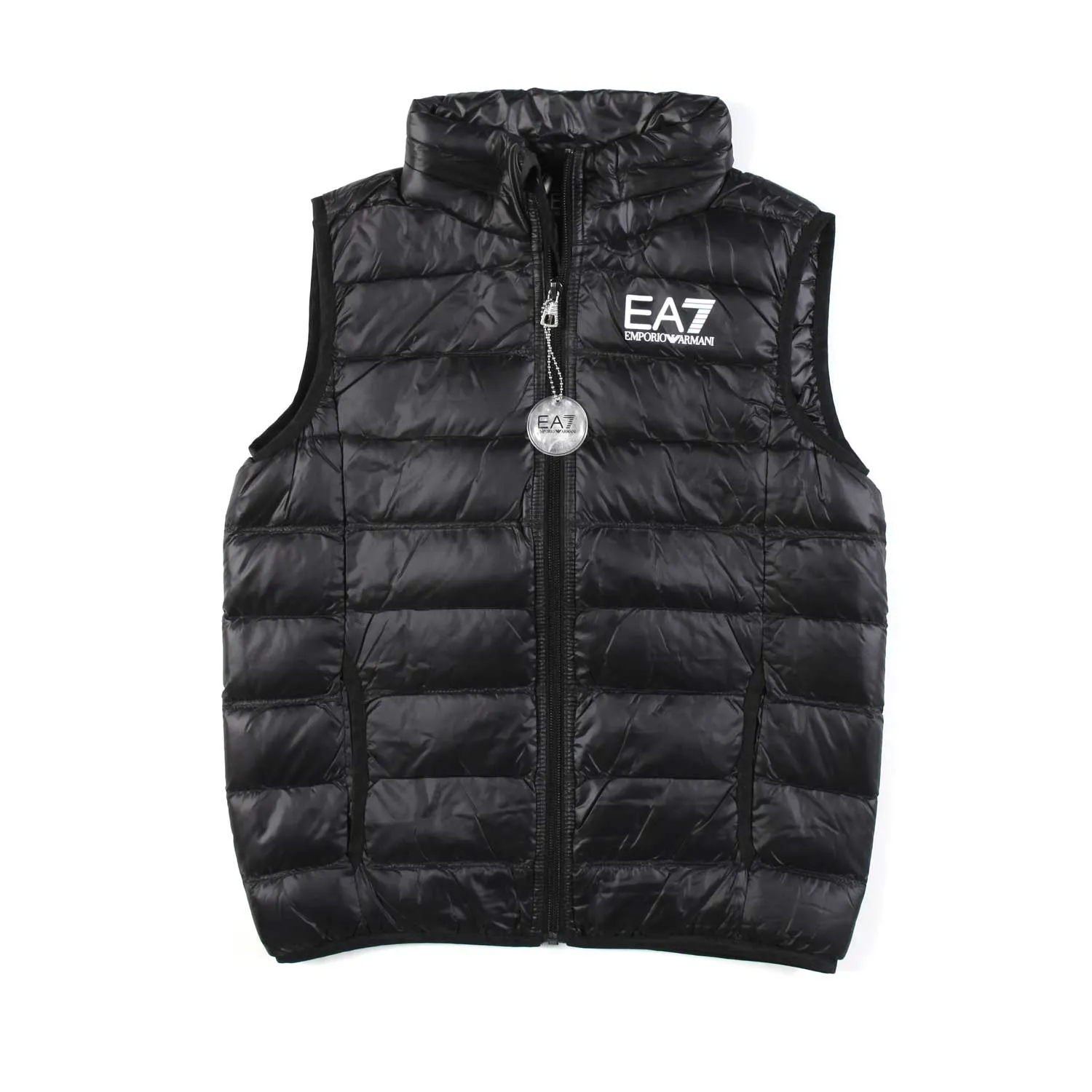 Ea7 Black Core Identity Boy Vest With White Ea7 Logo