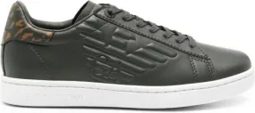 Ea7 Emporio Armani logo-embossed leather sneakers Green