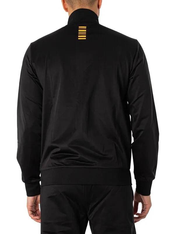 EA7 Funnel Neck Zip Tracksuit - Black/Gold